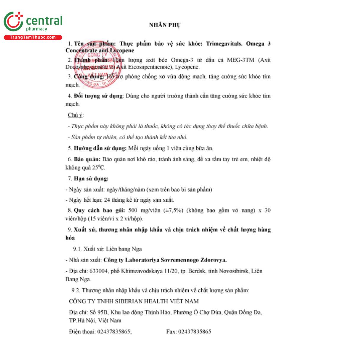 trimegavitals omega 3 concentrate and lycopene 6 G2427