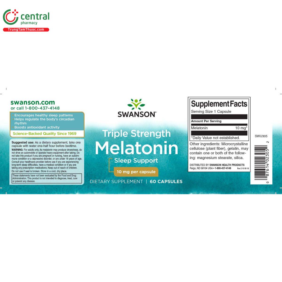 triple strength melatonin 10mg swanson 7 V8676