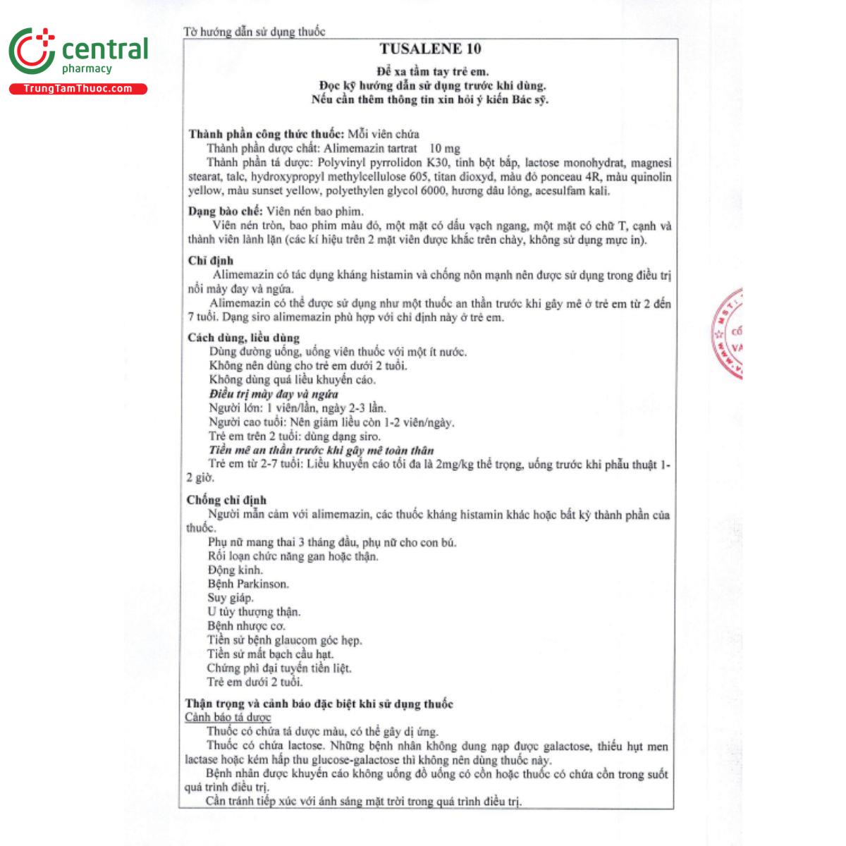 tusalene 10mg 4 J3660