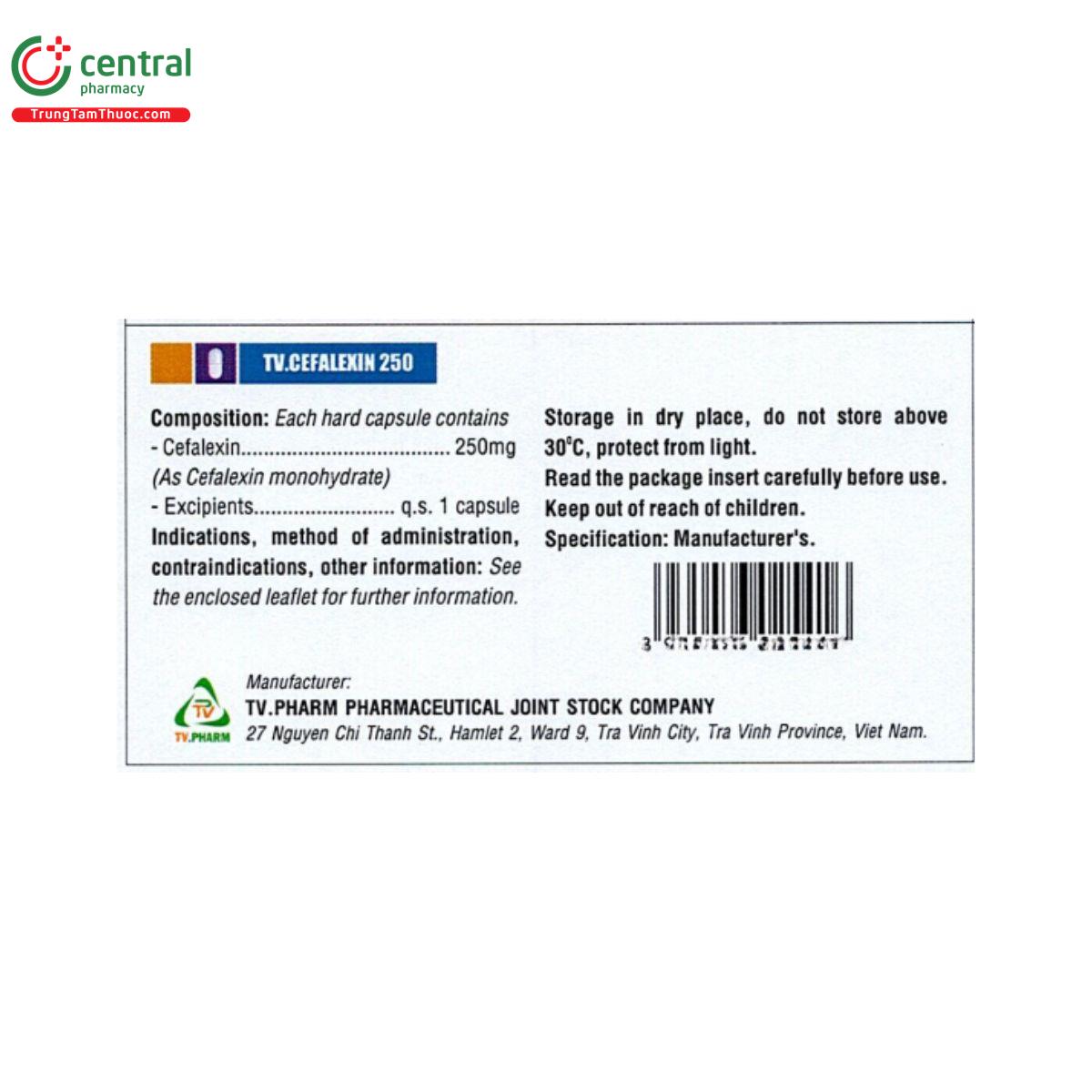 tv cefalexin 250mg 4 H3364 tv cefalexin 250mg 4 H3364