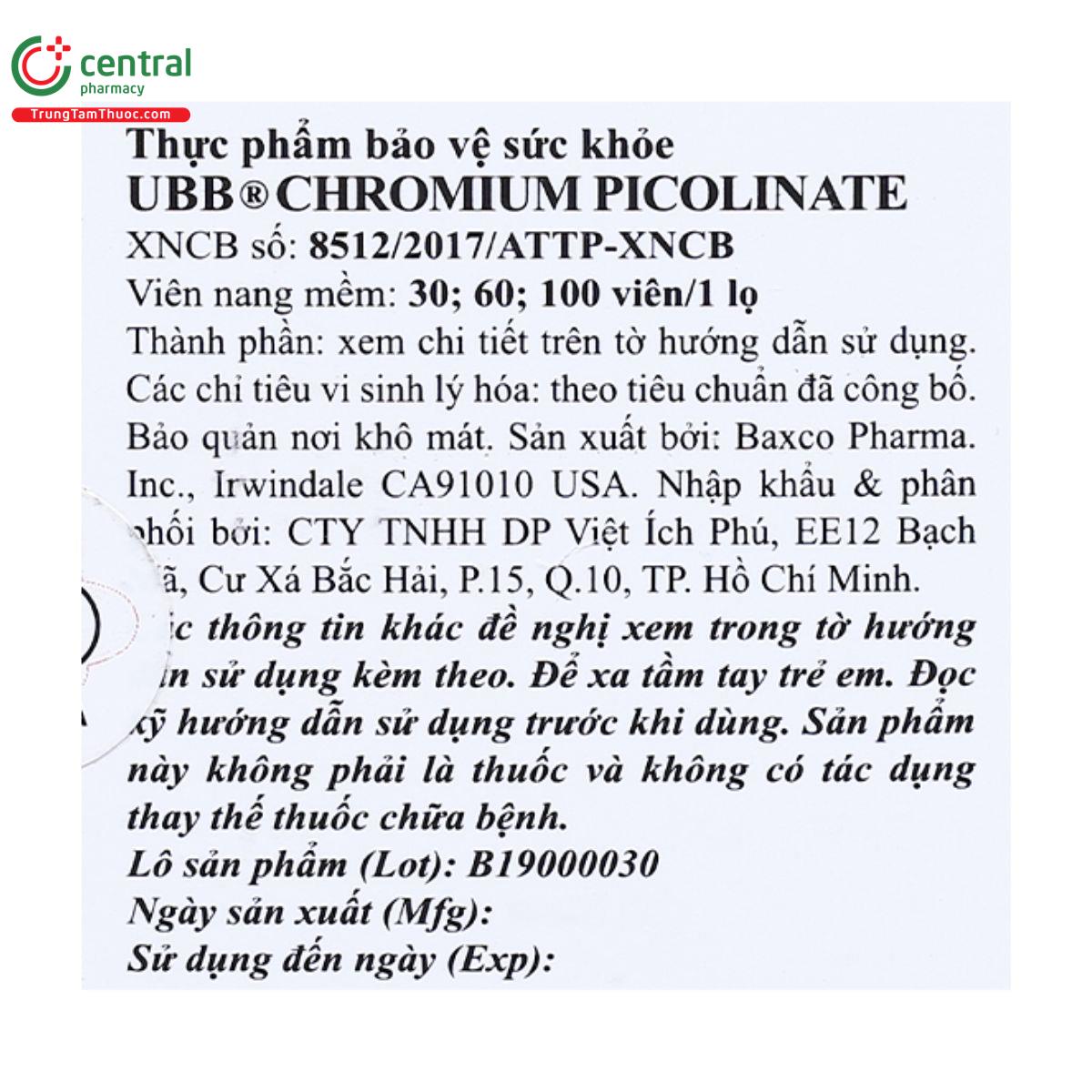 ubb chromium picolinate 3 E2775