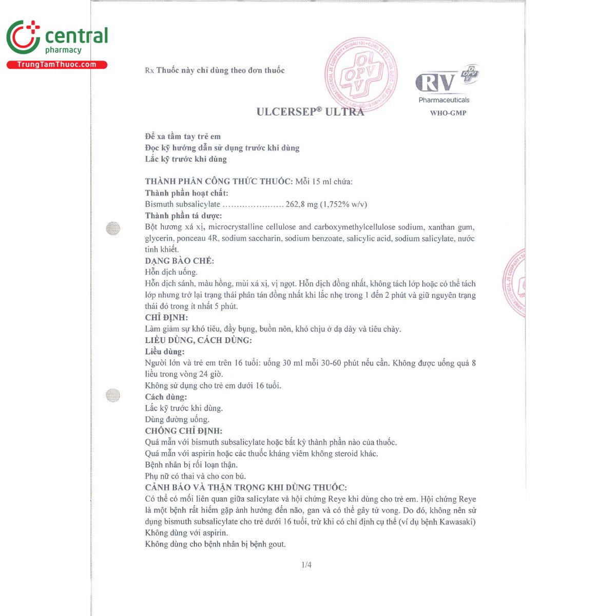 ulcersep ultra 262 8mg M4405