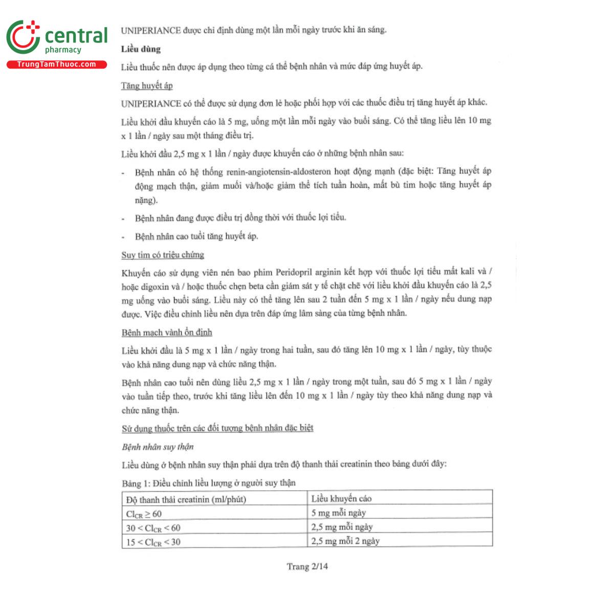 uniperiance 5mg 3 U8560