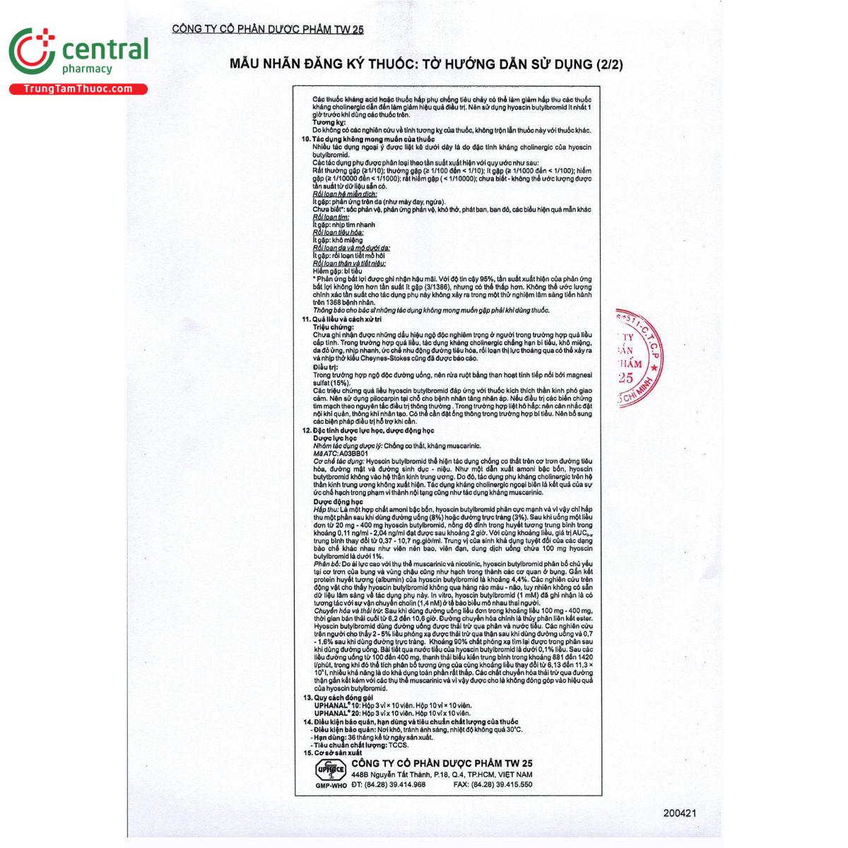 uphanal 20mg 4 B0605