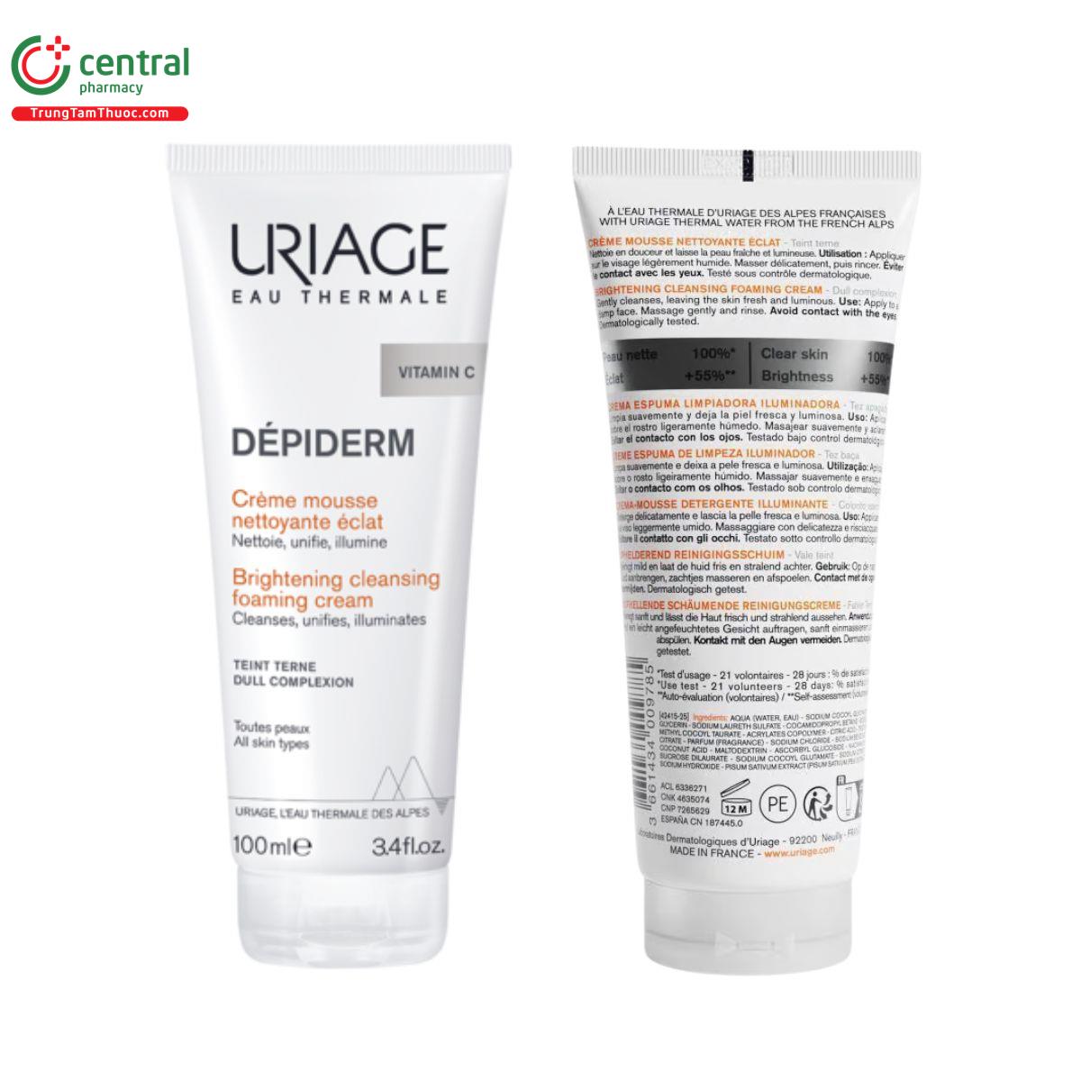 uriage depiderm mousse nettoyante eclat 2 K4111 uriage depiderm mousse nettoyante eclat 2 K4111