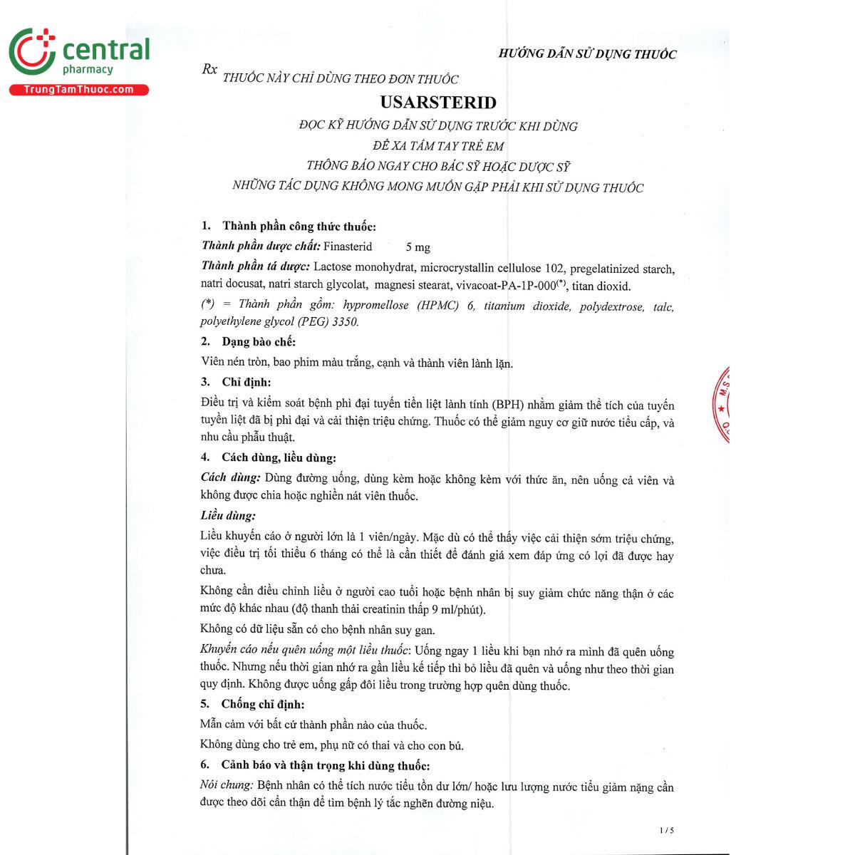 usarsterid 5mg 4 J3344