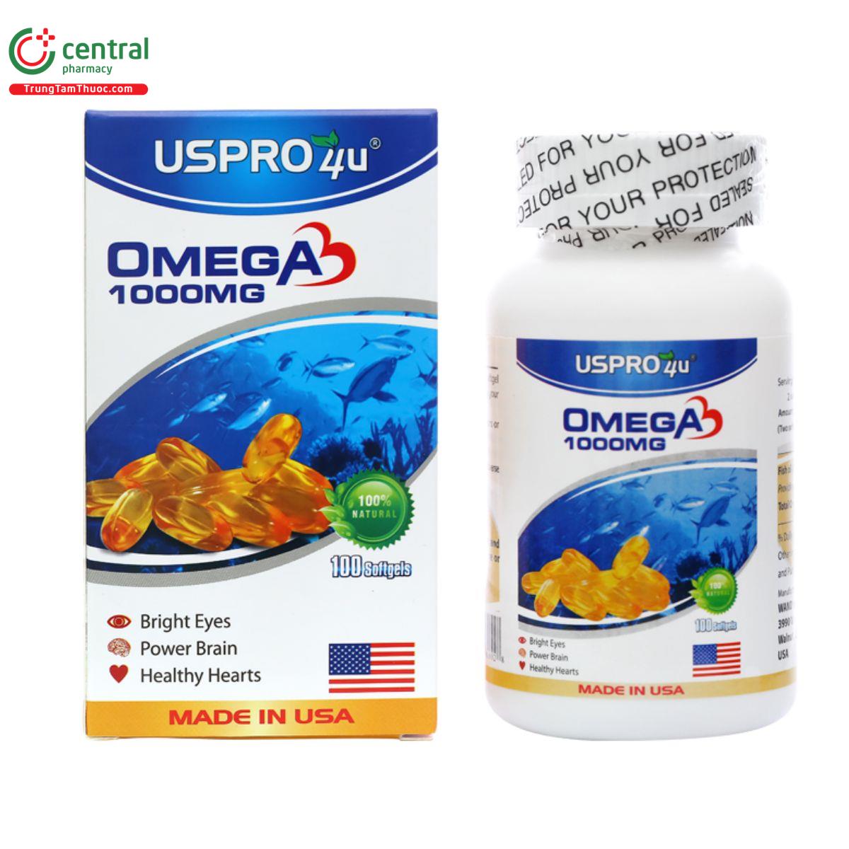 Thuốc Uspro 4U Omega 3 1000mg tốt cho tim mạch, giảm cholesterol