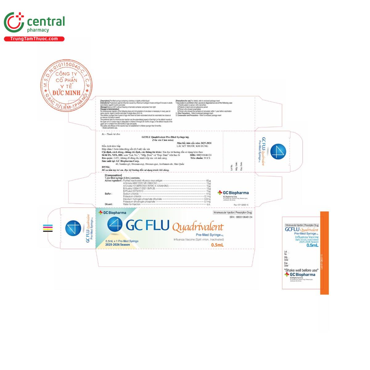 vac xin gcflu quadrivalent pre filled syringe inj 2 V8141