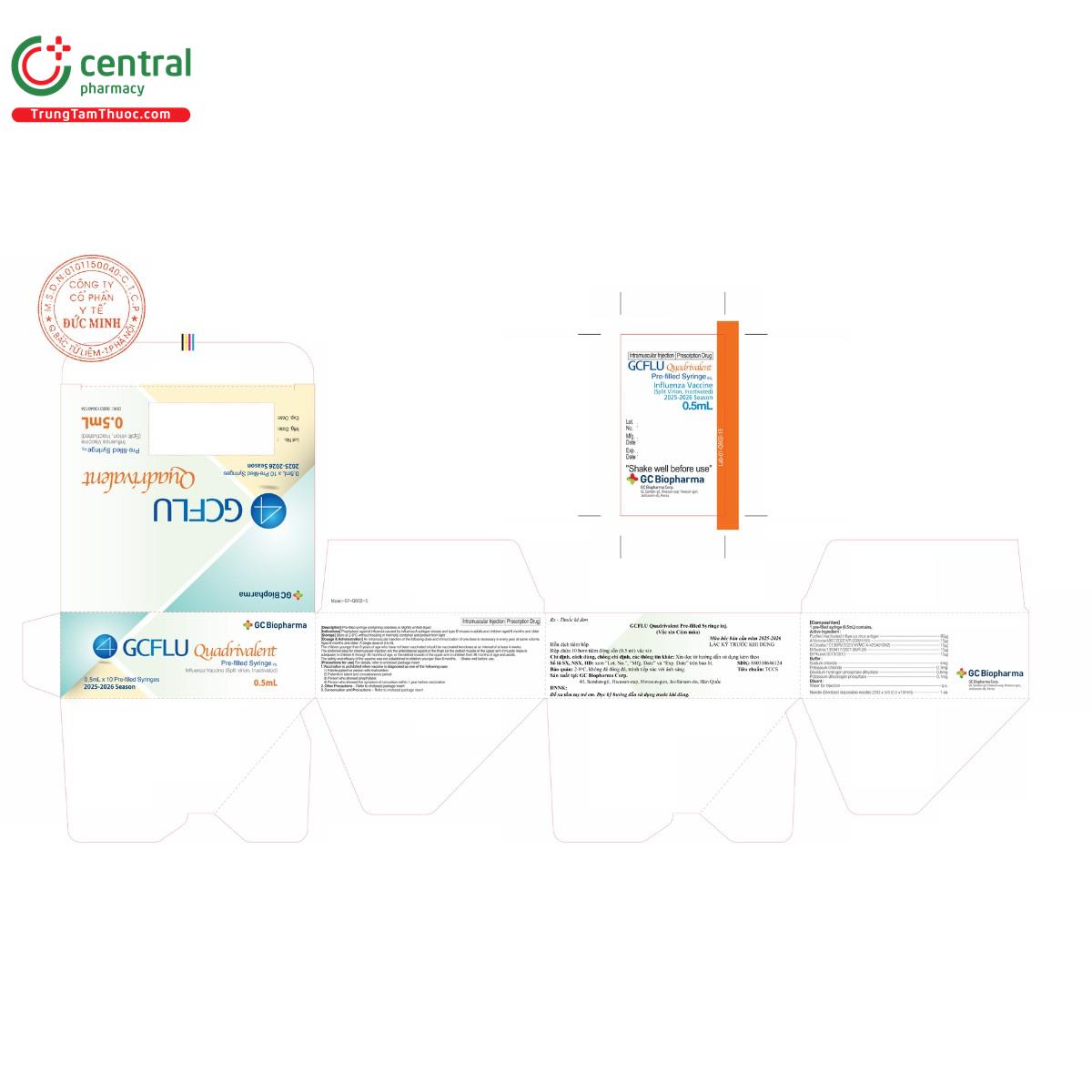 vac xin gcflu quadrivalent pre filled syringe inj 3 F2777