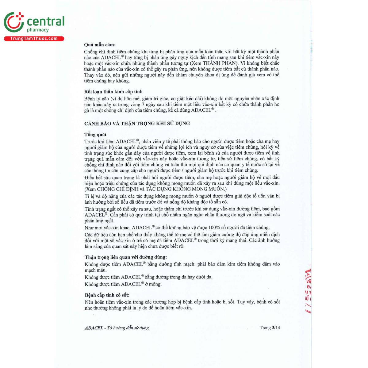 vaccine adacel 8 K4524