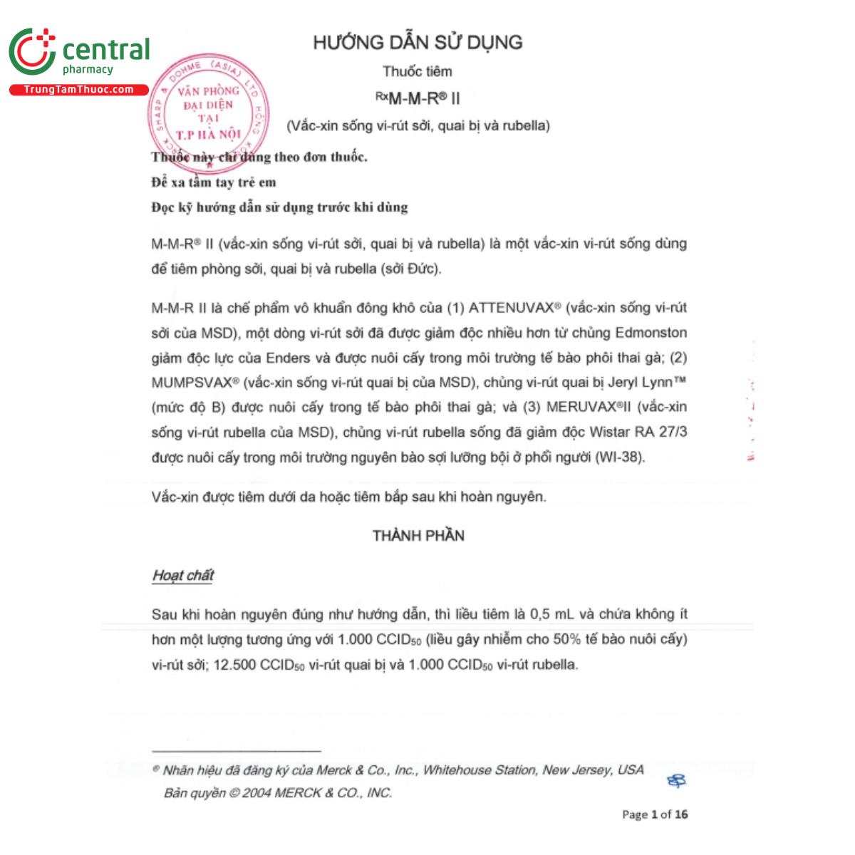 vaccine m m r ii 6 A0263