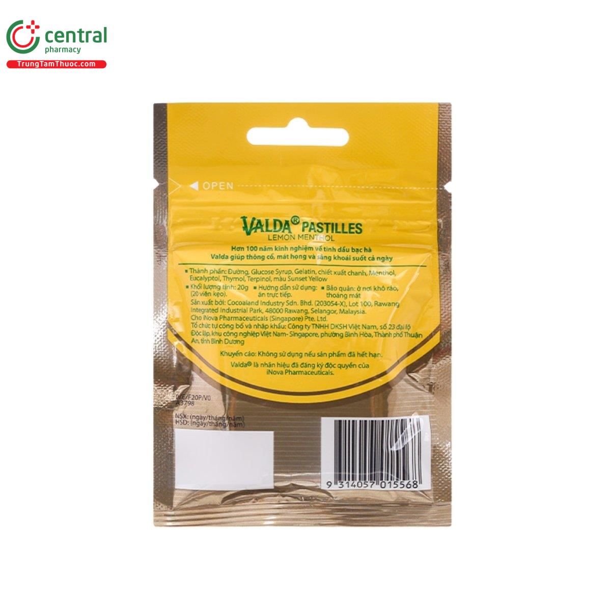 valda pastilles lemon menthol 5 H2254 valda pastilles lemon menthol 5 H2254