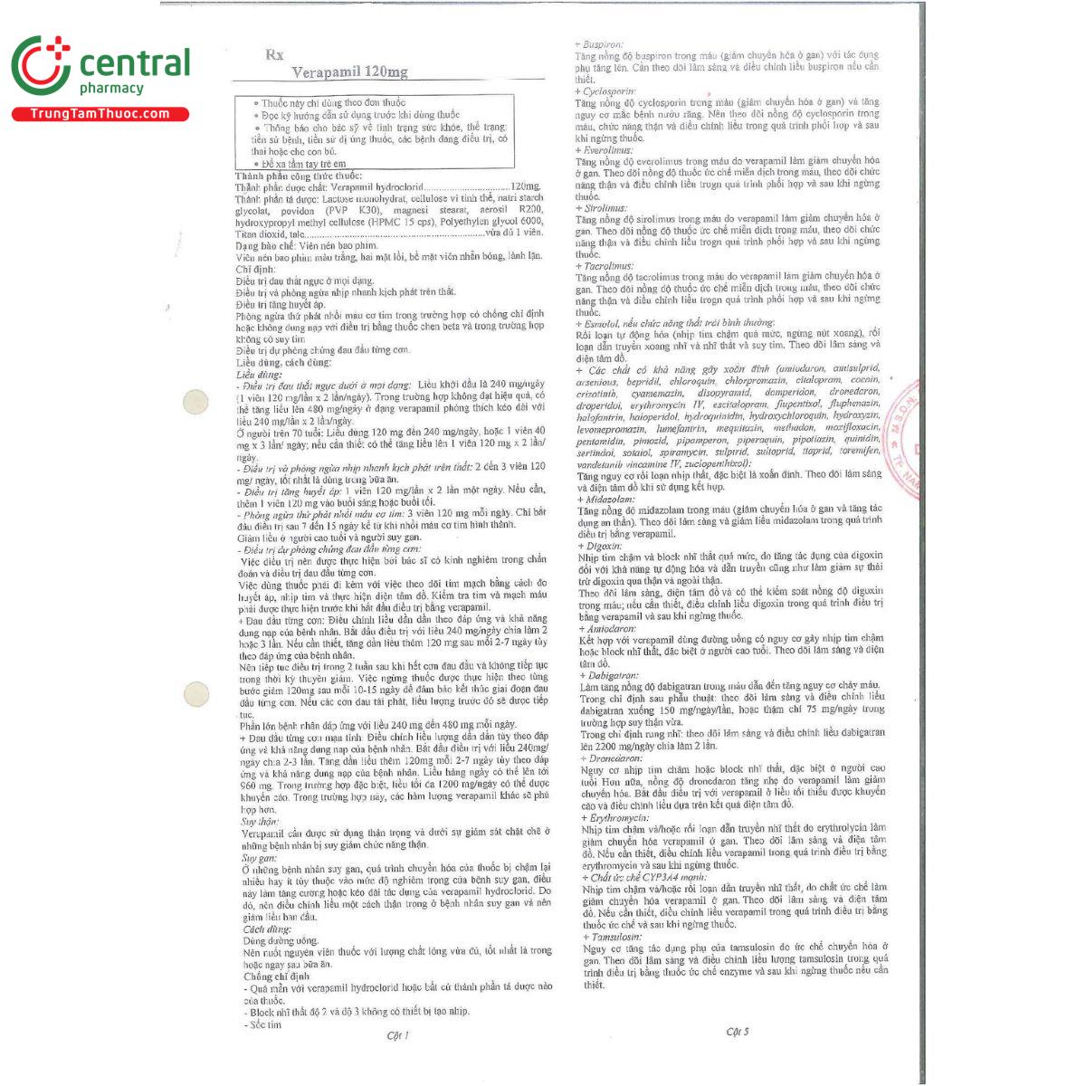 verapamil 120mg 5 B0354