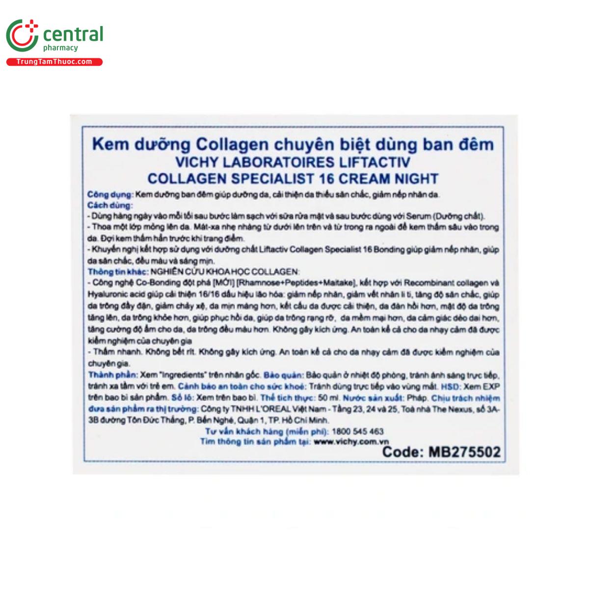 vichy laboratoires liftactiv collagen specialist 16 cream night 16 G2347