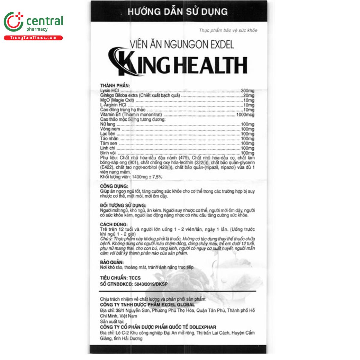 vien an ngungon exdel king health 9 A0247