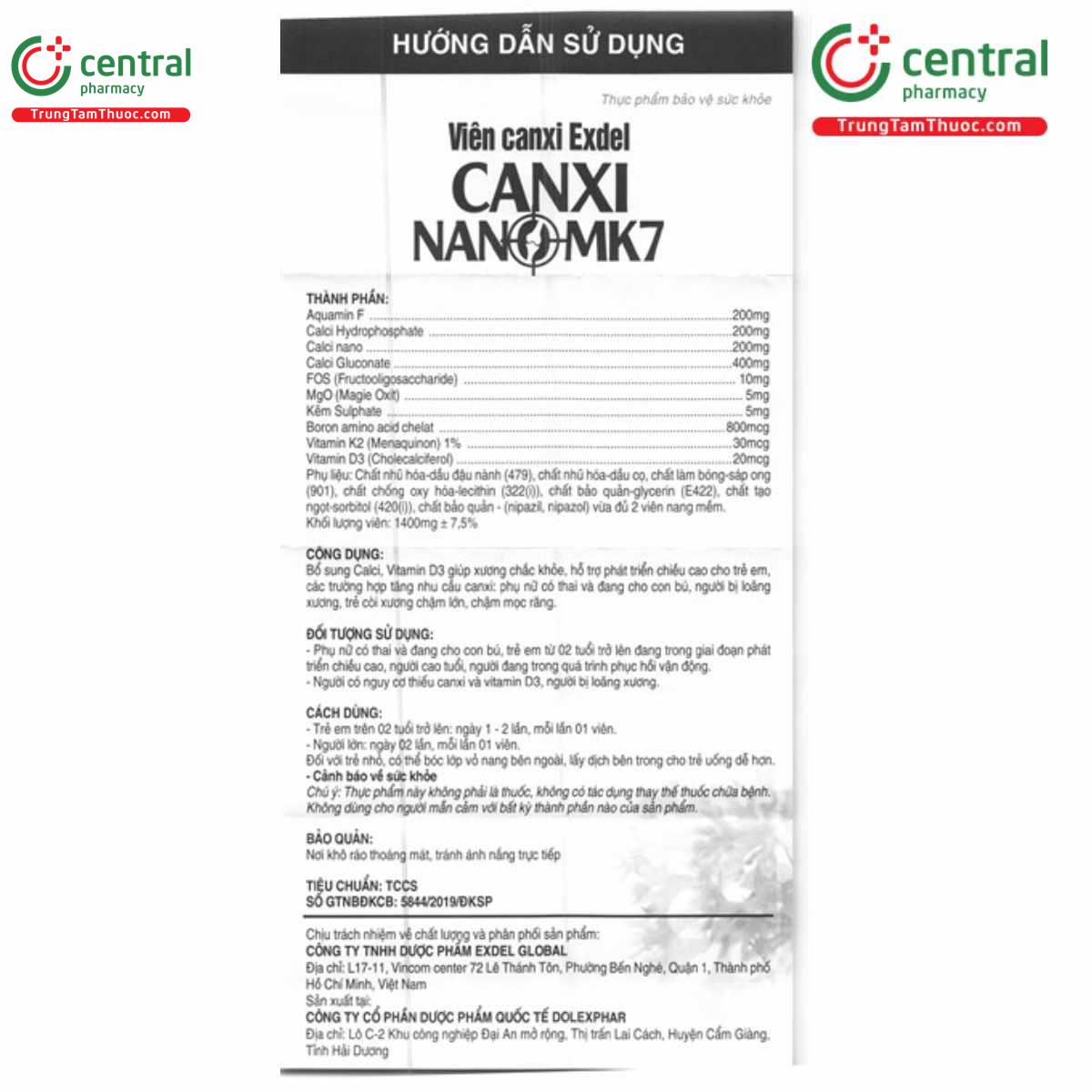 vien canxi exdel canxinanomk7 10 V8505