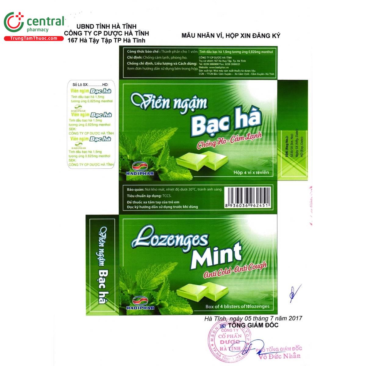 vien ngam bac ha hadiphar R7670 vien ngam bac ha hadiphar R7670