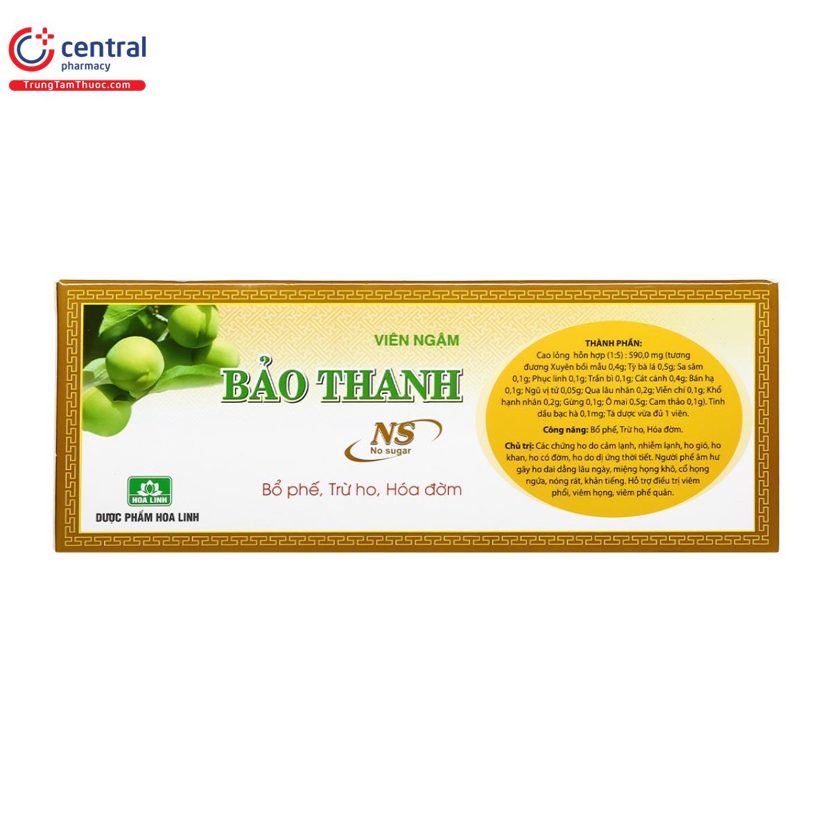 Viên ngậm Bảo Thanh không đường (Hộp 20 vỉ x 5 viên)