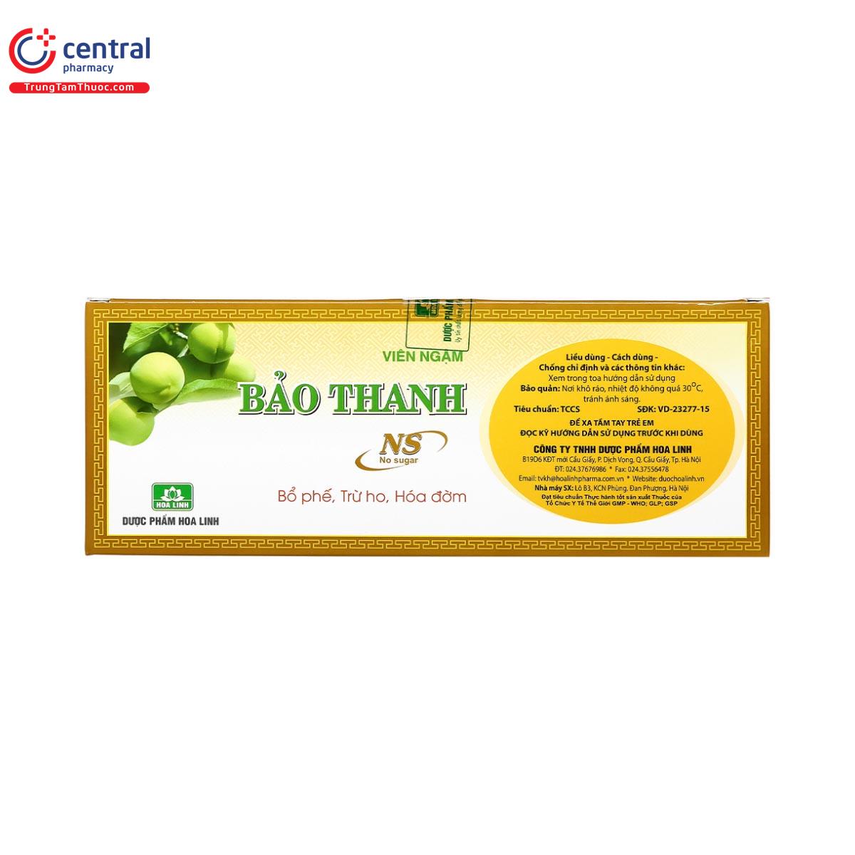 Viên ngậm Bảo Thanh không đường (Hộp 20 vỉ x 5 viên)