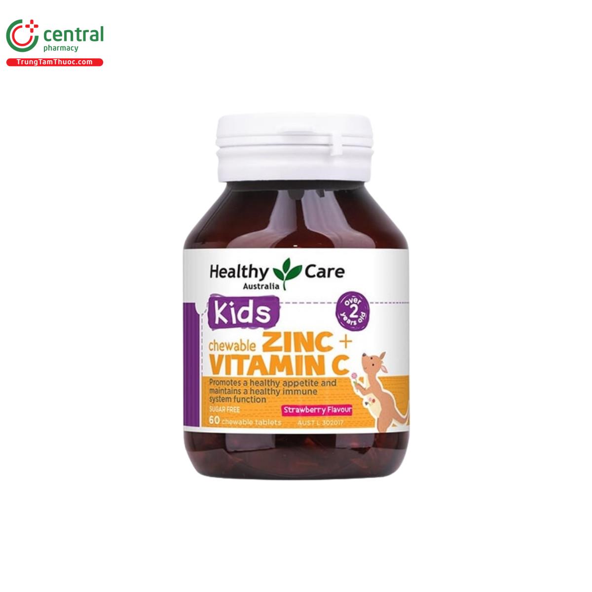 Viên nhai kẽm Zinc + Vitamin C Healthy Care