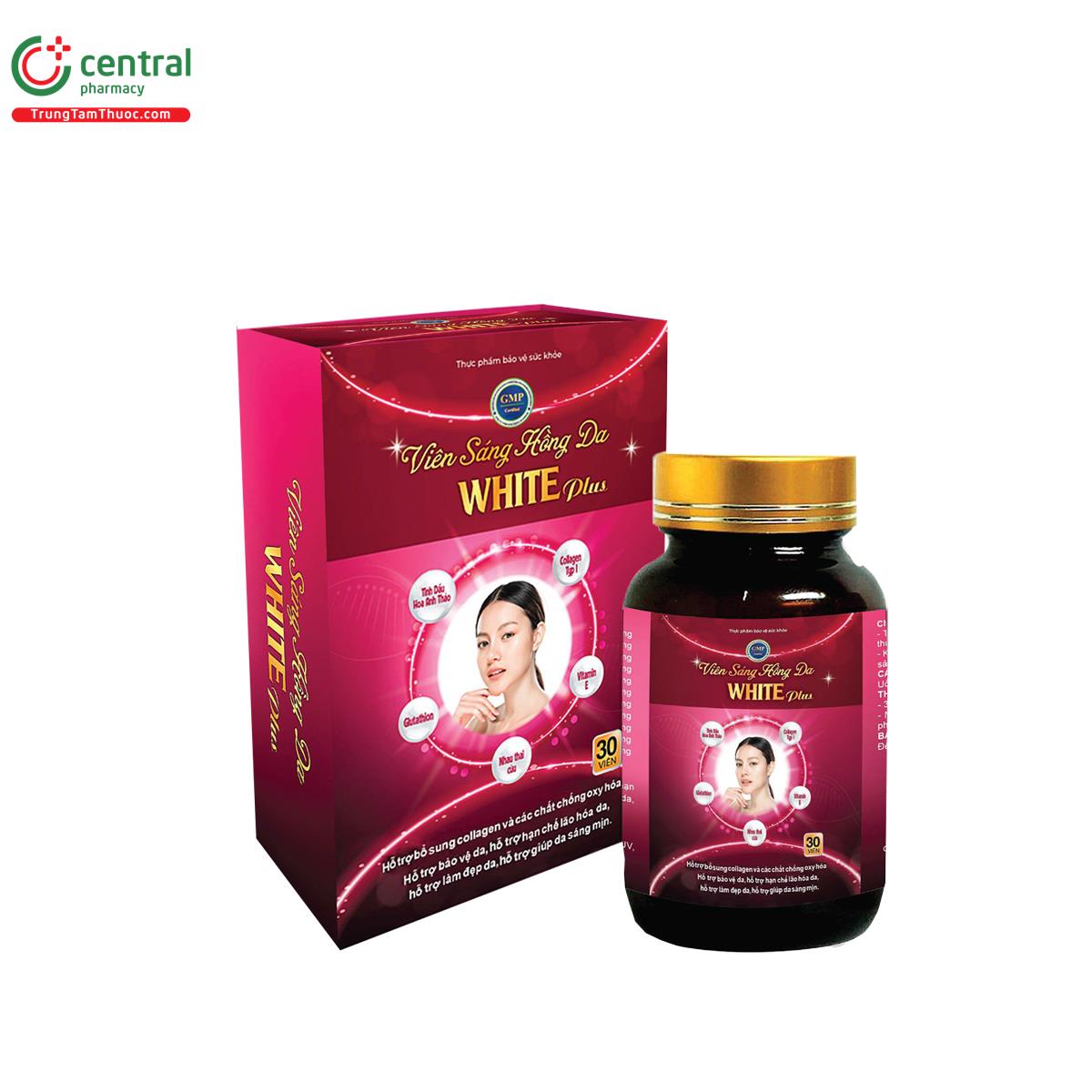 Viên sáng hồng da White Plus - Chống oxy hóa và bảo vệ làn da