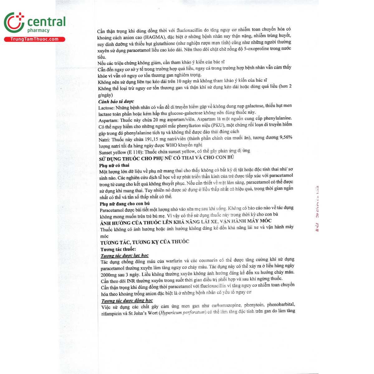 vien sui pafenol 500mg 8 S7745