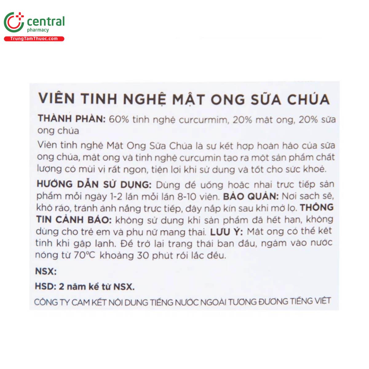 Viên tinh nghệ mật ong sữa chúa Honey Land 120g