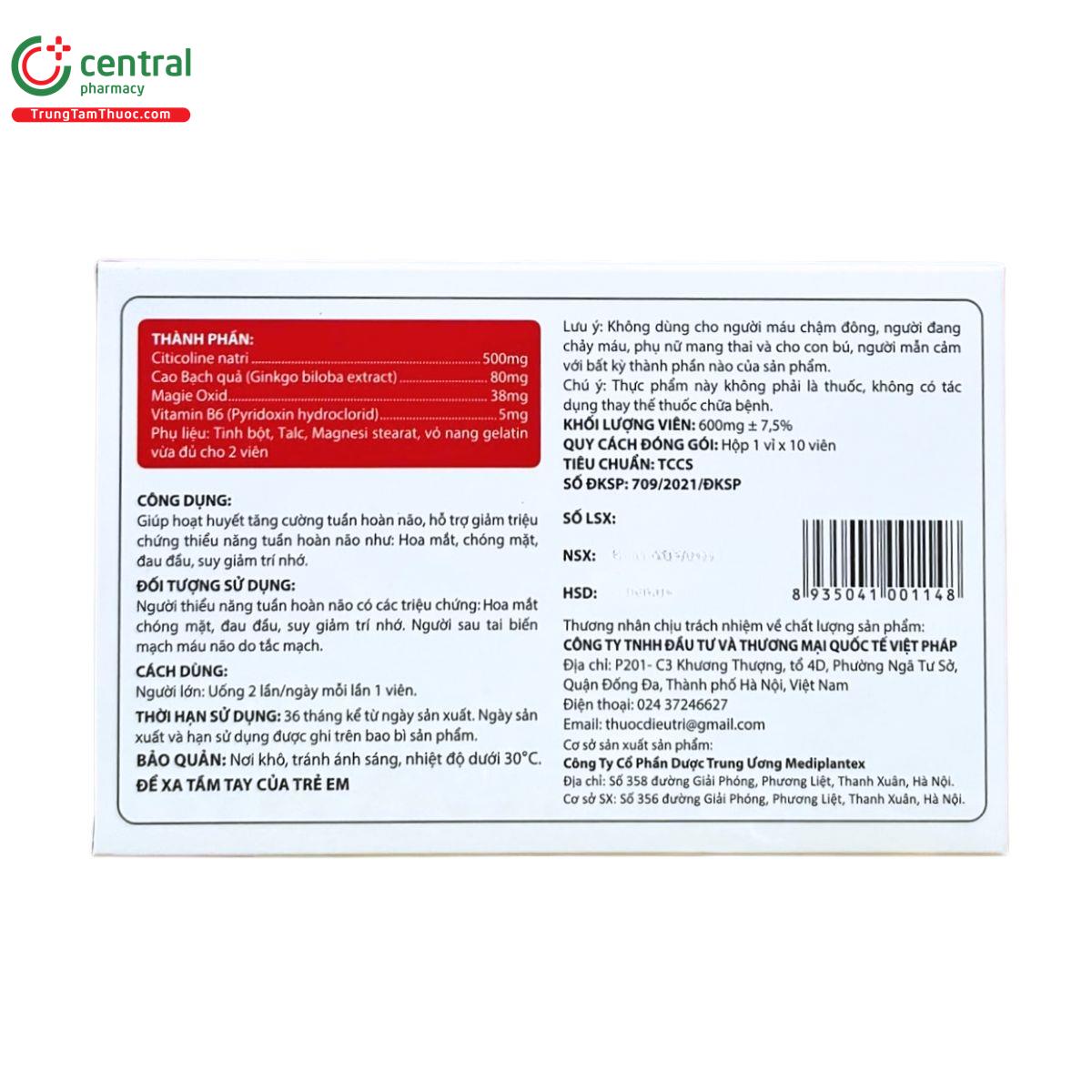 vinacollin citicoline natri 500 mg 10capsules 4 A0623