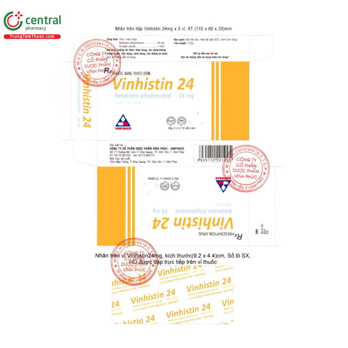 vinhistin 24mg 8 T8202
