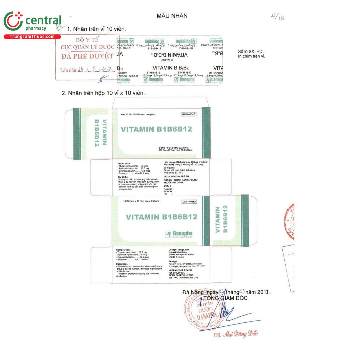 vitamin b1b6b12 danapha 3 C0315 vitamin b1b6b12 danapha 3 C0315