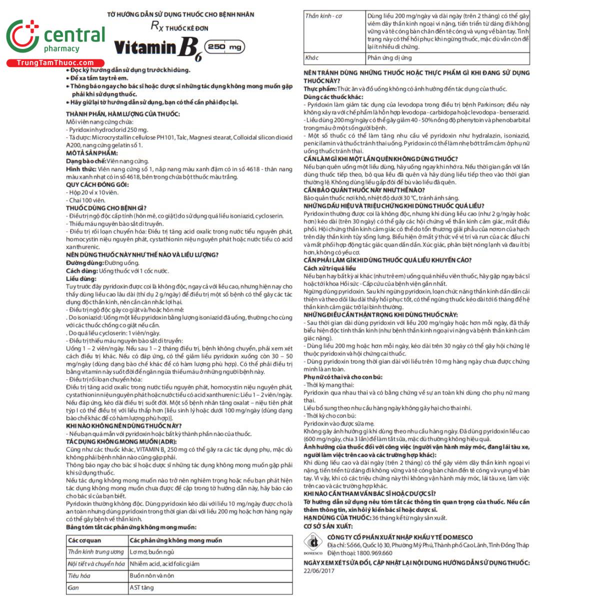 vitamin b6 250mg domesco 10 M5278