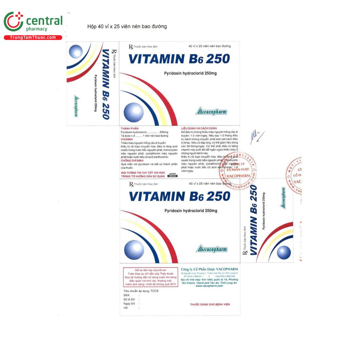 vitamin b6 250mg vacopharm 11 B0117 vitamin b6 250mg vacopharm 11 B0117