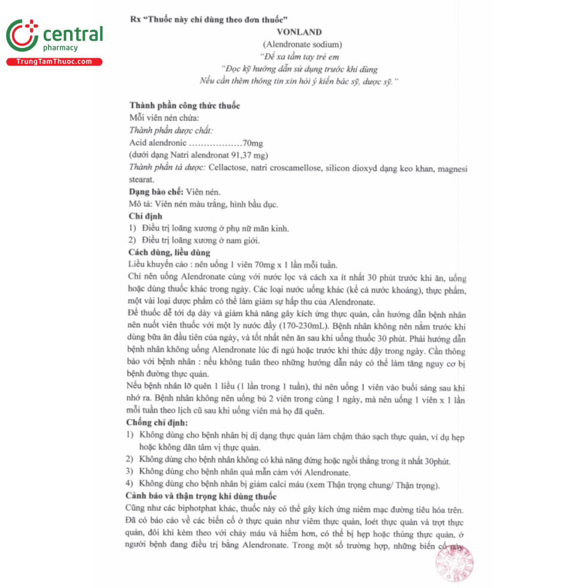 vonland 70mg 4 B0273