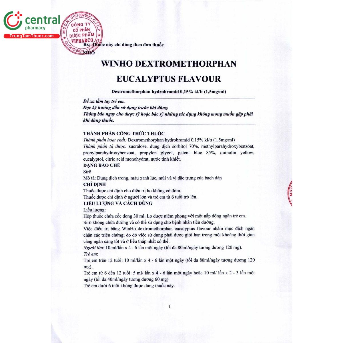 winho dextromethorphan eucalyptus flavour 6 T7618