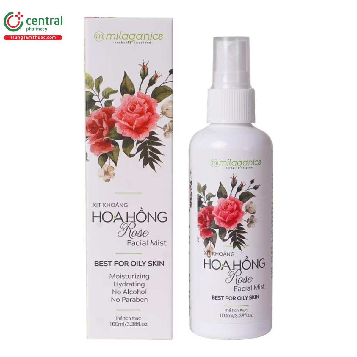 xit khoang milaganics hoa hong rose facial mist 100ml 4 J3184