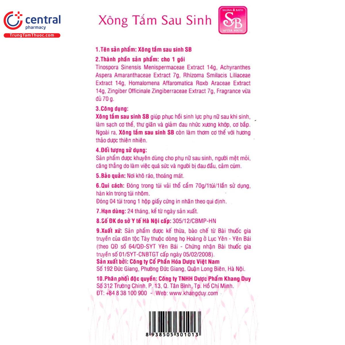 Xông tắm sau sinh SB