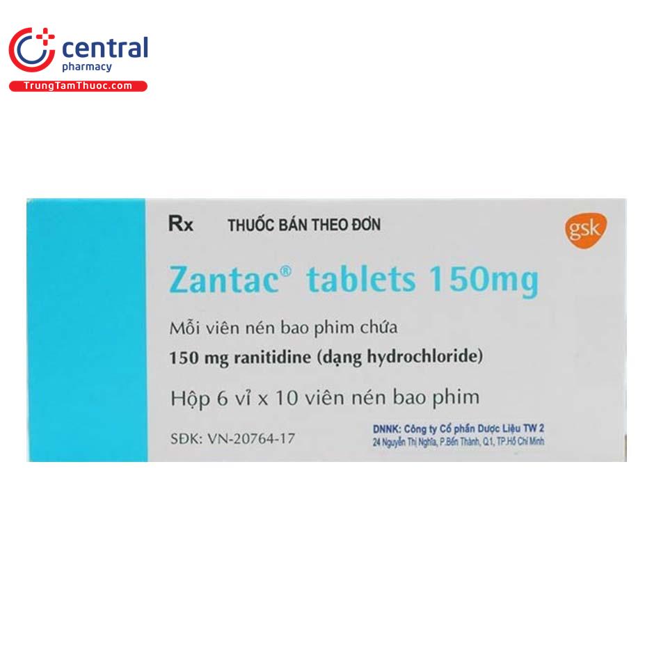 [CHÍNH HÃNG] Thuốc Zantac Tablets 150mg điều trị loét dạ dày tá tràng