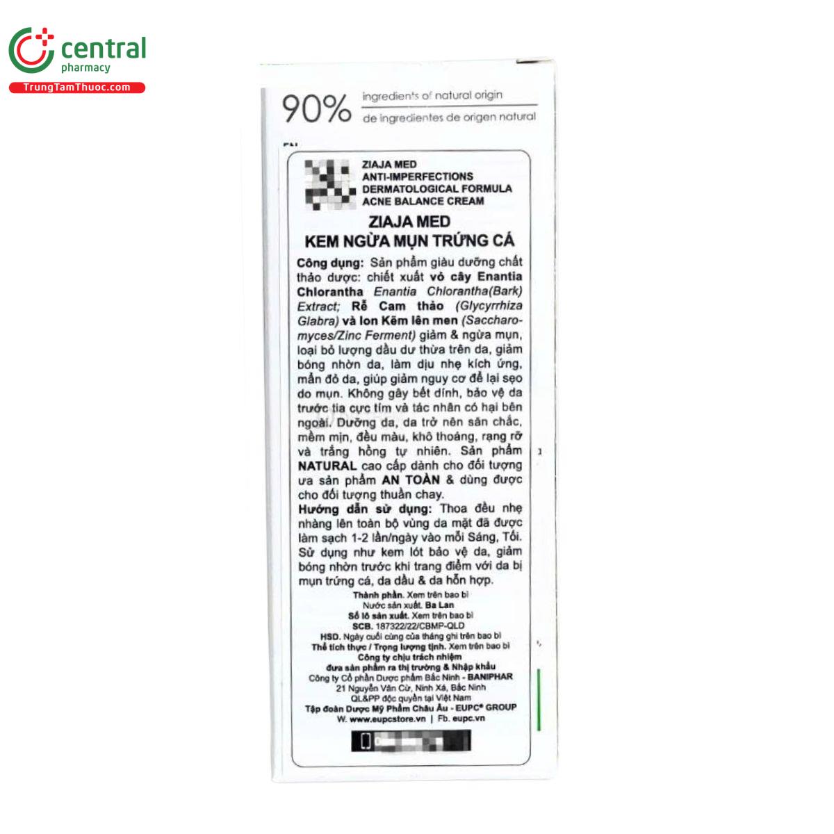 ziaja med anti imperfections dermatological formula acne balance cream 3 V8741