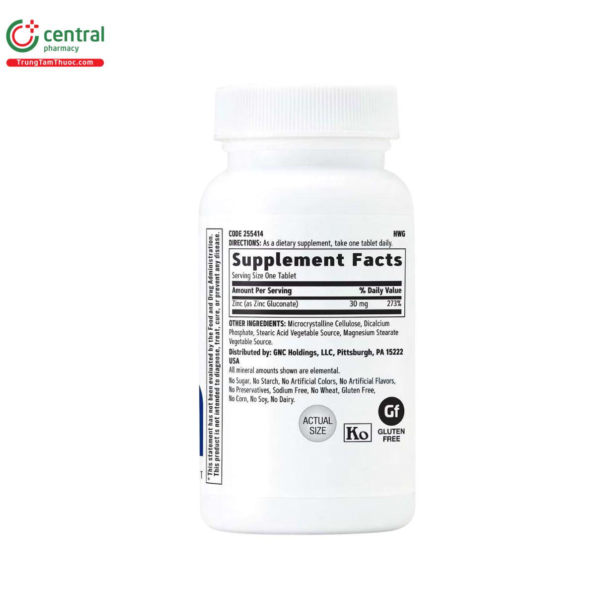 zinc 30mg gnc 3 T7058