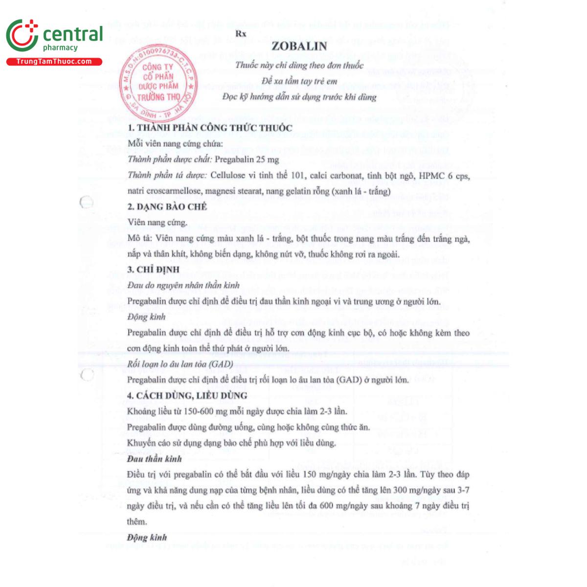 zobalin 25mg 3 F2855