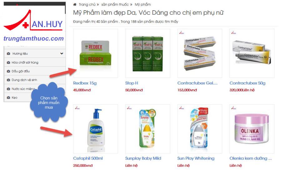 chọn sản phẩm muốn mua