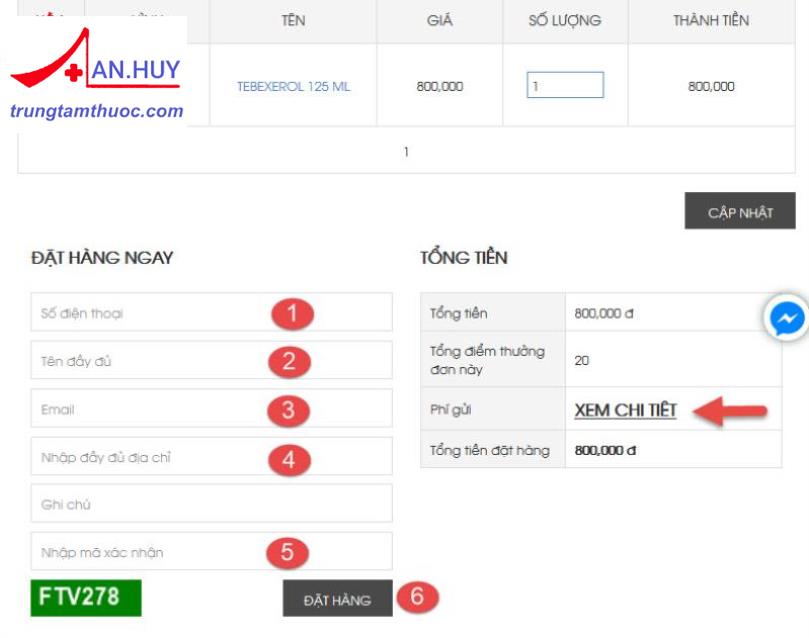 Điền đầy đủ thông tin cần đặt mua thuốc