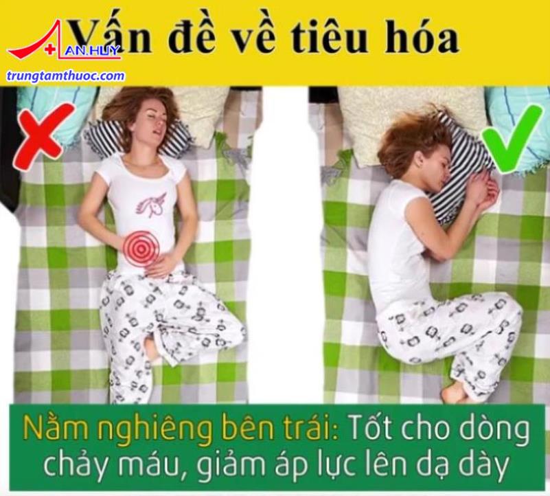 Nằm nghiêng sang trái giúp cải thiện về tiêu hóa